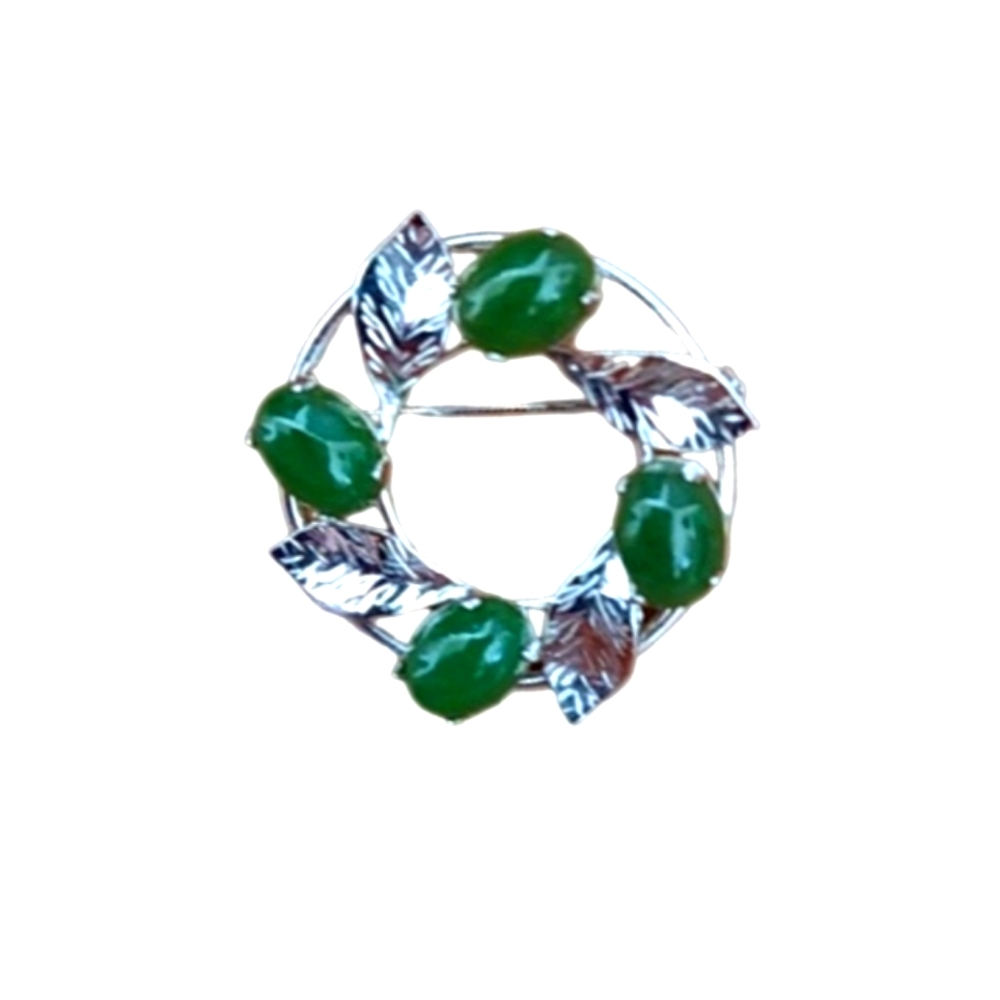 Sterling and Jade OOAK Brooch